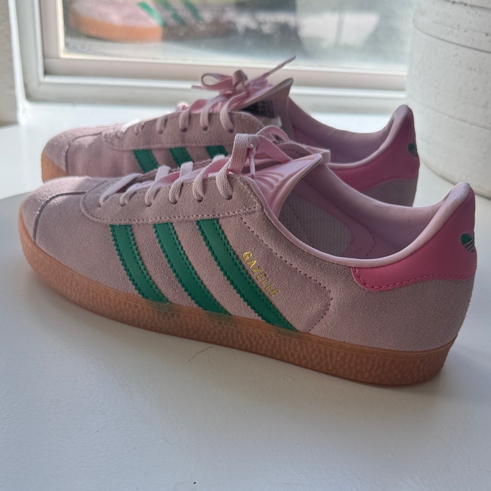 Adidas Gazelle Pink and Green Sneakers